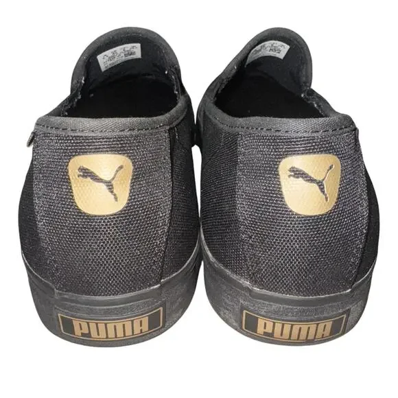PUMA SLIP-ON CANVAS SHOES WOMENS 9 BLACK GUM SOLE SOFTFOAM+ COMFORT - Picture 1 of 10